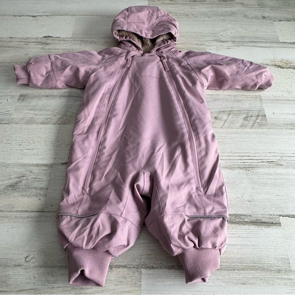 Polarn O. Pyret  Double Zip Everyday Snowsuit Sherpa Hooded Pink 4-6M‎